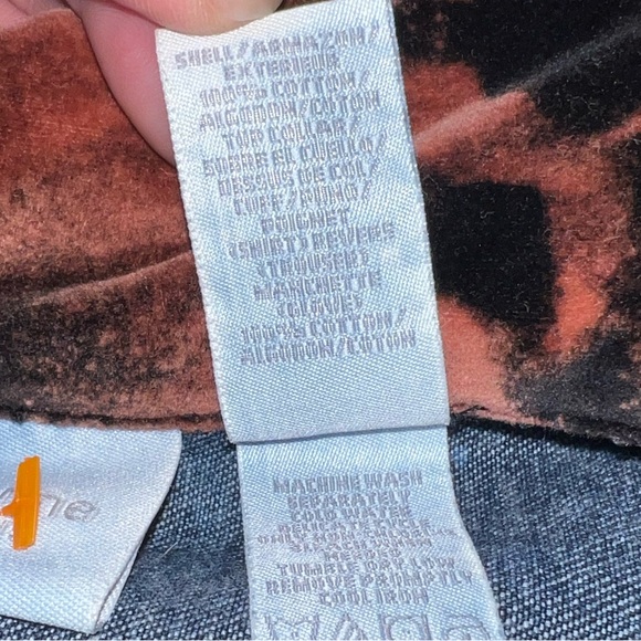 Liz Claiborne Blue Grunge Button Up Jacket Orange Velvet Collar & Cuffs Size S - Picture 14 of 14